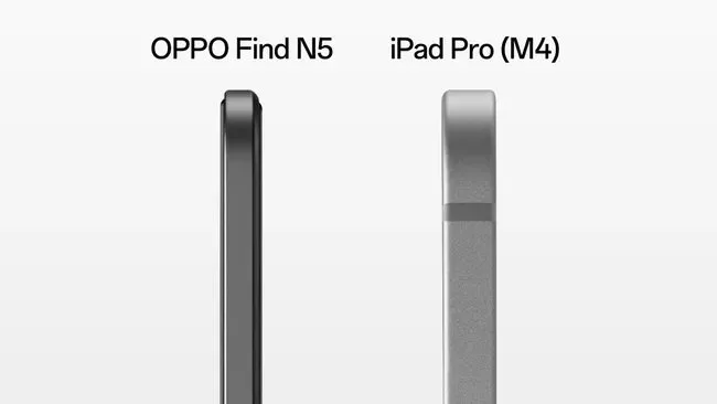 مقایسه ضخامت وان&zwnj;پلاس اوپن 2 با ضخامت آیپد پرو M4 اپل