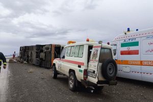 واژگونی اتوبوس در جاده چوپانان به انارک نایین
