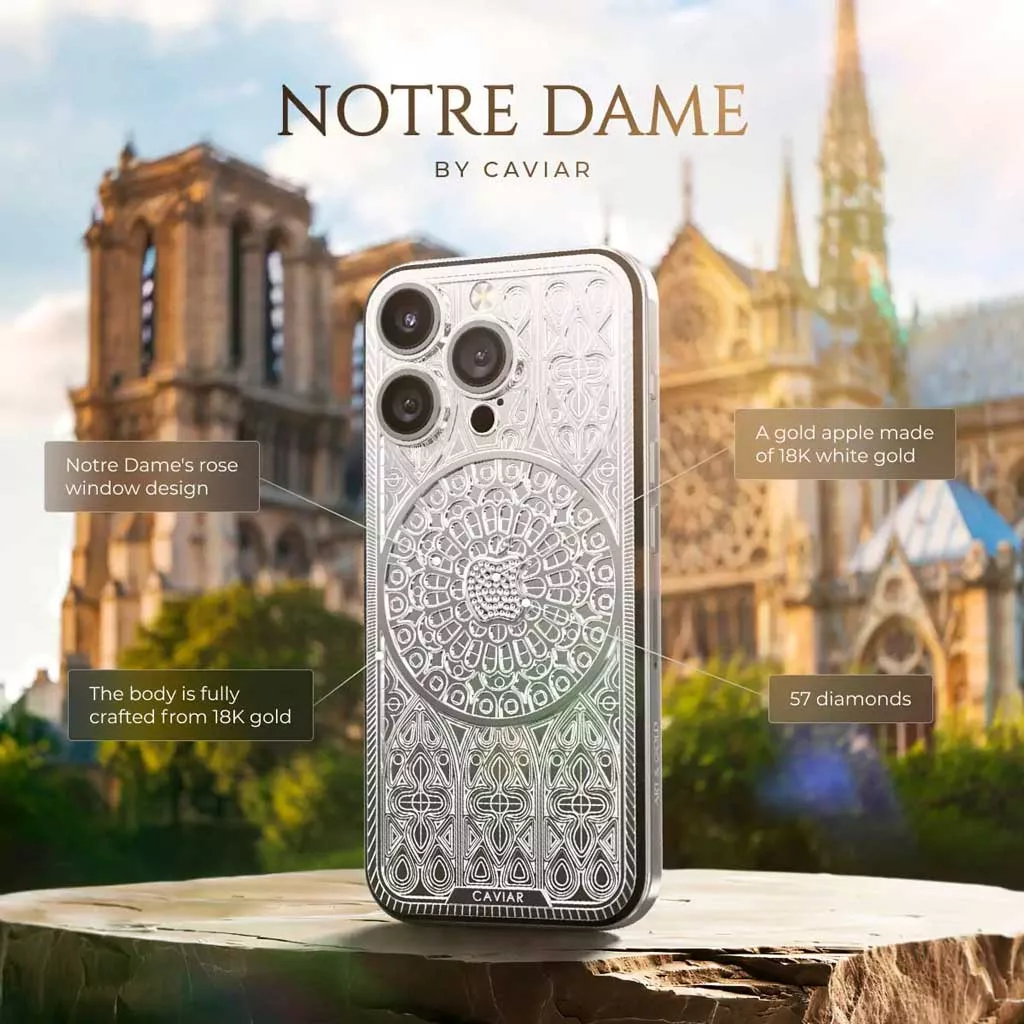 کاویار از آیفون ۱۶ پرو مکس ۱۰۰ هزار دلاری با الهام از کلیسای نوتردام رونمایی کرد