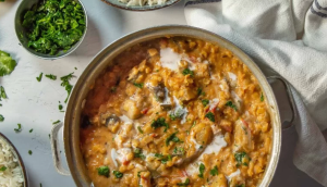 طرز تهیه خوراک عدس و بادمجان