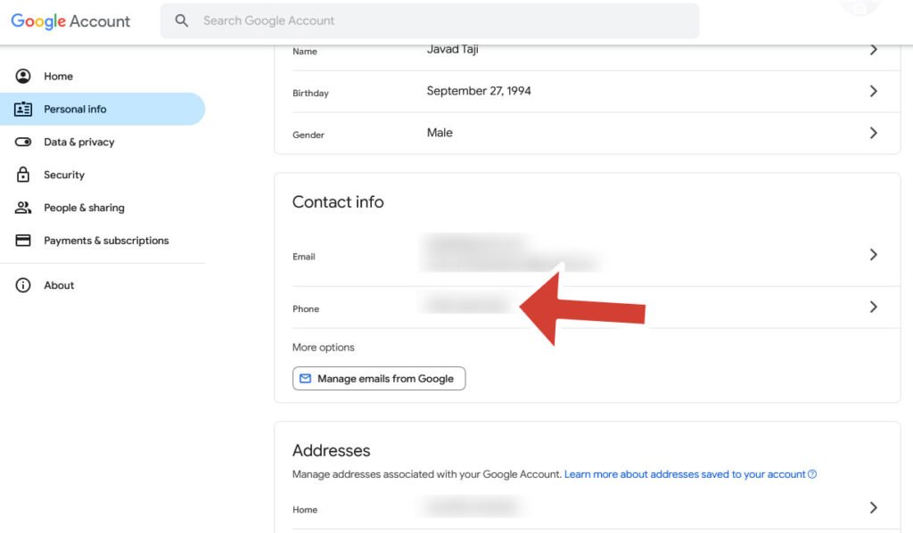 آموزش تغییر شماره جیمیل: راهنمای کامل برای کامپیوتر و گوشی آموزش تغییر شماره جیمیل: راهنمای کامل برای کامپیوتر و گوشی