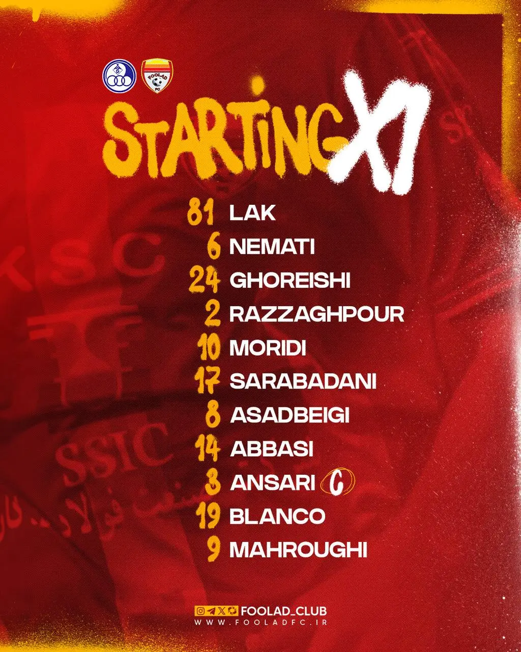 اعلام ترکیب فولاد مقابل استقلال خوزستان