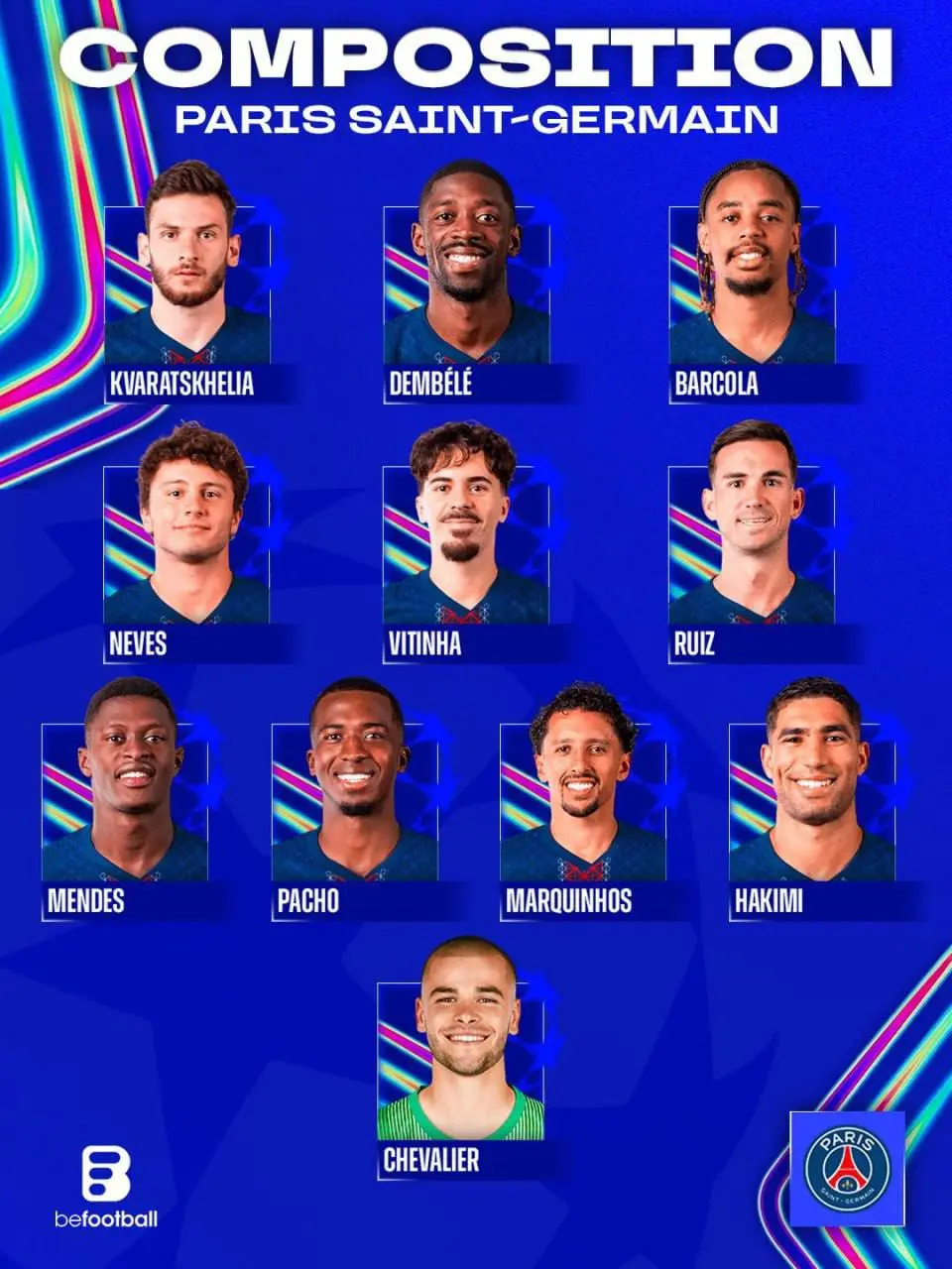 اعلام ترکیب دو تیم پاری سن ژرمن و بایرن مونیخ اعلام ترکیب دو تیم پاری سن ژرمن و بایرن مونیخ