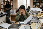 دانشجویی خسته از مطالعه آنلاین