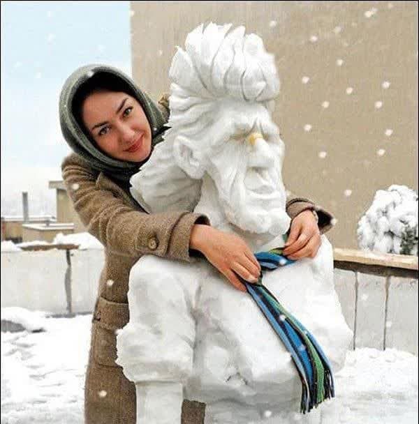 چهره آدم برفی “هانیه توسلی” همه را متعجب کرد/ عکس