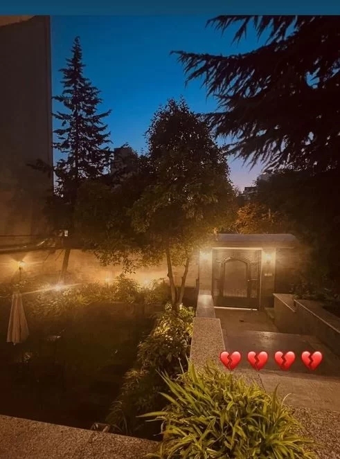 عکسی جالب از حیاط خانه لاکچری “فریبا نادری”/ عکس