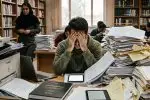 دانشجویی خسته از مطالعه آنلاین
