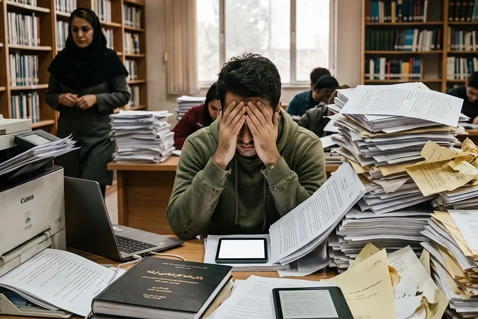دانشجویی خسته از مطالعه آنلاین